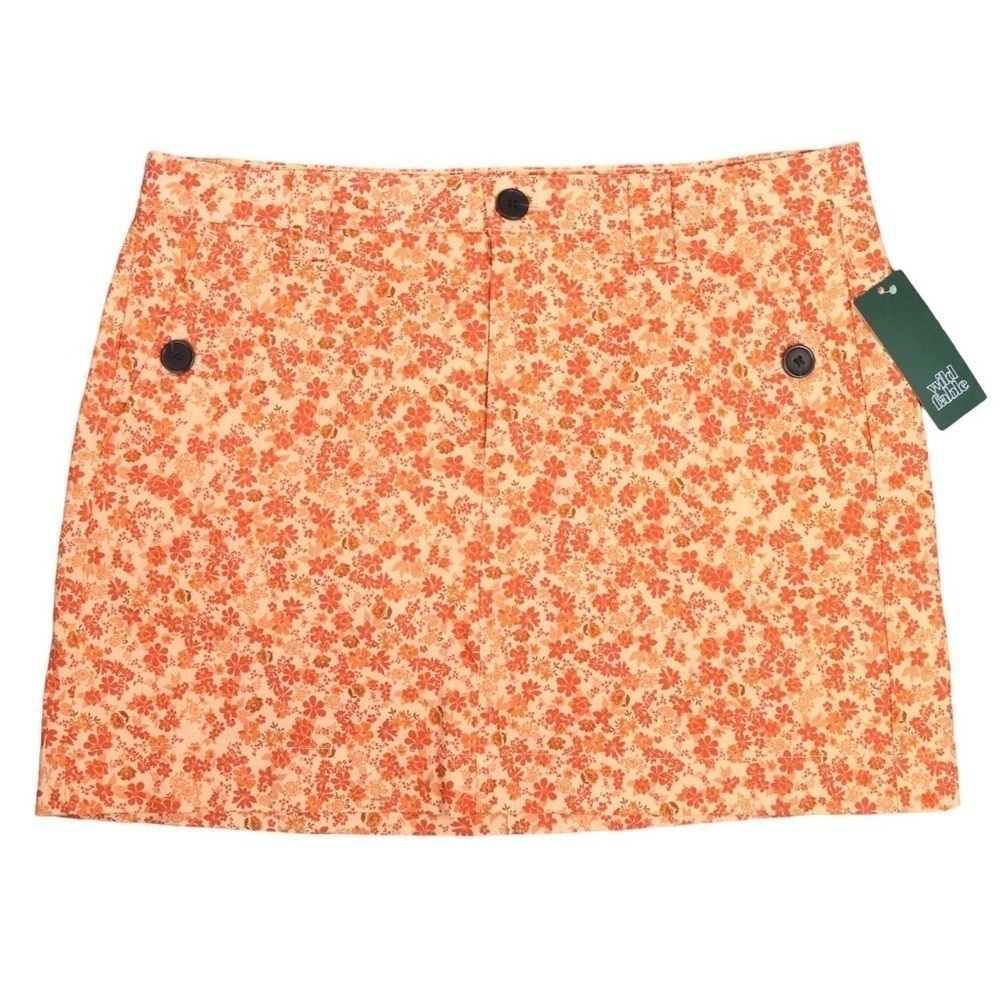 Wild Fable Ditsy Floral Print Autumn Orange Mini Skirt,‎ Size 12 NEW - Picture 2 of 5